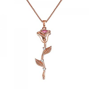 3D Rose Necklace Flower Pendant Rose Gold Dainty Love Necklace for Women Girls Jewerlry Gifts for ..
