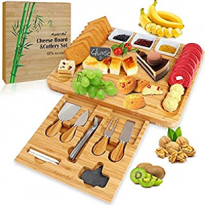 Cheese Board and Knife Set now 45.0% off , Angela&Alex Bamboo Charcuterie Platter & Serving Tray C..
