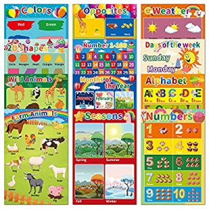 50.0% off 12Pack Laminated Educational Posters for Preschool Kids Toddlers Classroom Learning-Alph..