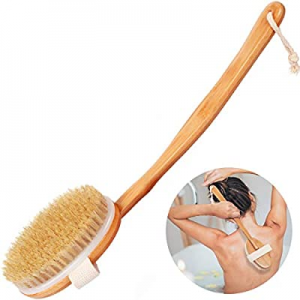 Bath Body Brush,Back Brush with Detachable Long Handle for Shower,Dry Skin Brushing with 100% Natura