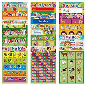 One Day Only！50.0% off 16Pack Laminated Educational Posters for Preschool Kids Toddlers Classroom ..