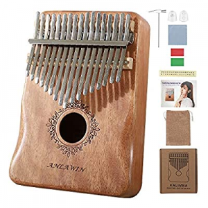 Thumb Piano 17 Keys Kalimba Mbira Sanza With Tune Hammer And Instruction Book Solid Mahogany Portabl