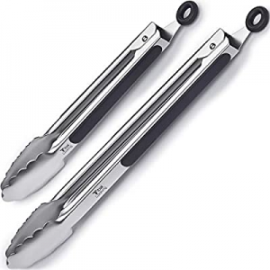 Kitchen Tongs for Cooking Tongs Set [2-Pack] – Professional 9” and 12” Stainless Steel Tongs for G..