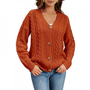 SySea Women's Button Down Cable Knit Cardigan Chunky V Neck Open Front Sweater Coats now 40.0% off 