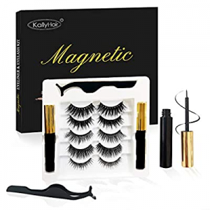 KallyHair Magnetic Eyelashes with Eyeliner 5 Pairs Natural Look Magnetic Lashes Kit of 5 Micro Magne