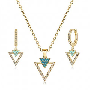 One Day Only！Ursteel Necklace and Earring Sets for Women now 80.0% off , 14K Gold Plated Cubic Zir..