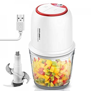 One Day Only！RANBEM Mini Food Processor Chopper - Cordless Small Vegetables Chopper with 2.5 Cup G..