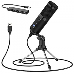 USB Microphone for Computer with Realtime Monitor Adjustable USB Desk Mic for Mac OS & Windows with 