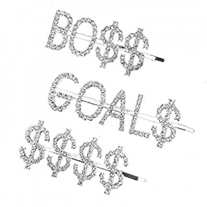 Rhinestone Bobby Pin, Dollar Sign Bling Letters Bobby Hair Pins, Headwear Luxury Engraved Crystal Rh