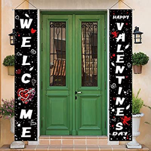 MAIAGO Valentines Day Decorations - Valentines Porch Sign - Welcome & Happy Valentines Day Hanging B