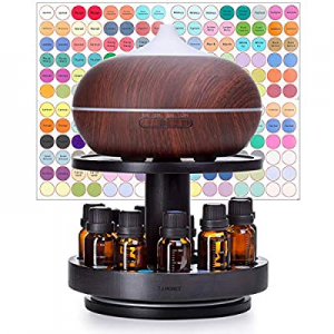 TJ.MOREE Bamboo Diffuser Holder Carousel Black- 2 Tier Height Increase Rack with Upper Tray for Hold