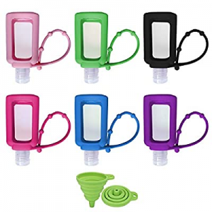 DARUNAXY Silicone Sleeve Travel Plastic Clear 30ml/1oz Bottles Adjustable Colourful Leakproof Empty