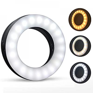 Venupple Selfie Ring Light, Clip On Ring Light with 40 LEDs Rechargeable 3 Light Mode Adjustable Bri