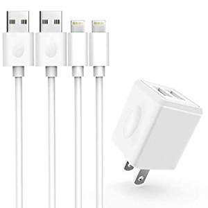 Atizzy iPhone Charger, 2Pack 6ft Fast Charging Data Sync Transfer Lightning Cable with Dual USB Wall