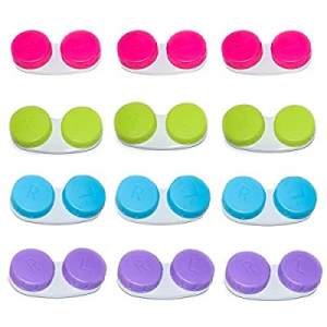 Contact Lens Cases, 12 Pack – Colorful Box – Durable, Compact, Portable, Cute Contact Lens Case Cont