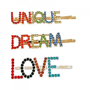 Sparkle Letters Hair Clips Bling Luxury Crystal Rhinestones Letter Bobby Pins Word Hair Pins for Wom