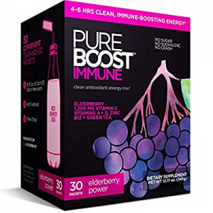 Pureboost Immune Clean Energy Drink Mix: Immunity Supplement with Elderberry, 1200 mg Vitamin C, Vit