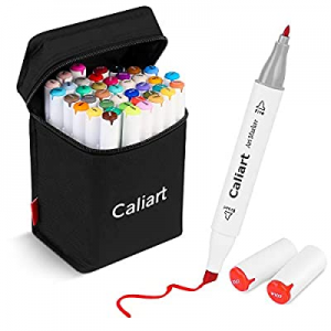 One Day Only！30.0% off Caliart 40 Colors Dual Tip Art Markers Permanent Alcohol Based Markers Colo..