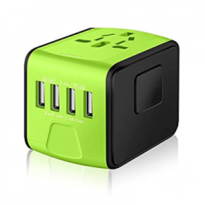 SAUNORCH Universal International Travel Power Adapter W/Smart High Speed 2.4A 4xUSB, European Plug A