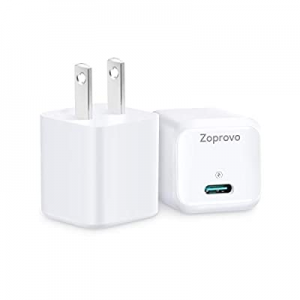 USB C Charger, Zoprovo 20W Fast Charger 2-Pack Mini Wall Chargers Block, Compact USB-C Power Adapter
