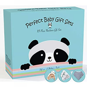 Premium 15 Piece Baby Gift Box Set - Bamboo Baby Bath Towels now 35.0% off , Washcloths, Bandana B..