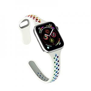 Superwise Compatible with Apple Watch Bands Series 38mm 40mm for Women Silicone Rainbow Bands,Compat