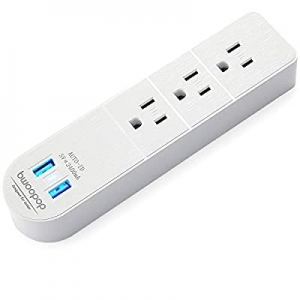 Outlet Extender, Surge Protector Power Strip with USB, Fast Charge,2.4A max,3 Outlet Splitter,for Cr