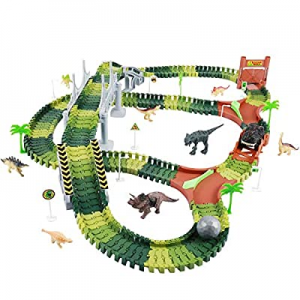 One Day Only！KeepRunning Dinosaur Toys Dinosaur Racing Set Toys- Flexible Track Toy Sets for 3 4 5..