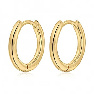 One Day Only！S925 Sterling Silver Post Hoop Huggie Earrings for Women now 55.0% off , 14K Gold Fil..
