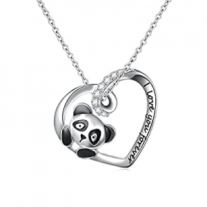 925 Sterling Silver Cute Animal Heart Pendant Necklace with Words Engraved now 40.0% off , Chain 1..