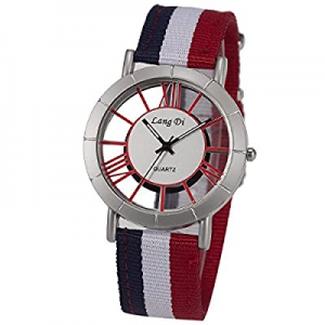 50.0% off SIBOSUN Women Classic Casual Multi-Color Nylon Striped Band Fashion Wrist Watch Ladies Q..