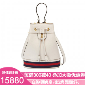 立减CNY￥500,【情人节礼物】GUCCI/古驰女包水桶包女包涂层 Ophidia水桶包 流苏包奢侈品女 皮质白色小号【预订】