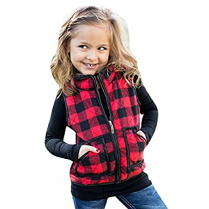 Girls Puffer Lightweight Plaid Quilted Vest Winter Outwear Padded Gilet Jacket now 60.0% off 
