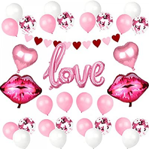 Valentines Day Decorations now 50.0% off , Pink Love Heart Balloons Kit for Valentine’s Day Decor ..