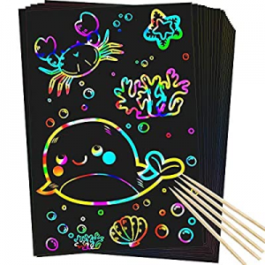 50.0% off RMJOY Scratch Rainbow Art Paper Set - 50Pcs Magic Scratch off Art Craft Supplies Kits fo..
