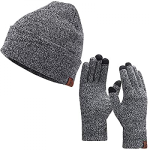 Winter Warm Beanie Hat Touchscreen Gloves Set now 51.0% off , Soft Skull Cap Gloves Set for Men an..