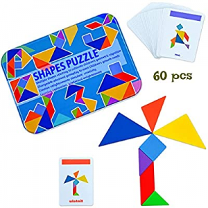 Kids Wooden Travel Tangram Puzzle now 40.0% off , Montessori Brain Teaser for Kids and Adults, Sha..