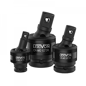 LEXIVON Premium Impact Universal Joint Socket Swivel Set | 3-Piece Ball Spring Design 1/2" now 20...