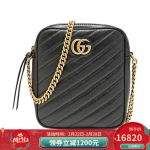 立减CNY￥750,【正品】GUCCI古驰女包 经典时尚GG MARMONT系列牛皮单肩斜挎包链条包 黑色550155 0OLFT 1000