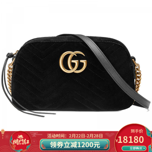 立减CNY￥750,【正品】GUCCI古驰女包 奢侈品时尚气质天鹅绒单肩斜跨包 黑色447632 9QIBT 1000 标准