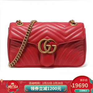 立减CNY￥750,【正品】GUCCI古驰女包 奢侈品时尚牛皮小号绗缝单肩斜挎包 红色443497 DTDIT 6433