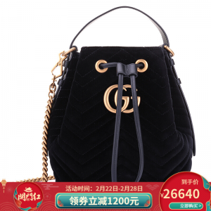 立减CNY￥750,【正品】GUCCI古驰女包 奢侈品时尚气质天鹅绒单肩斜挎包 黑色525081 9FRDT 1000 标准