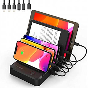 Charging Station for Multiple Devices 6 Short Mixed Charging Cables Multi USB Charger Station Organi