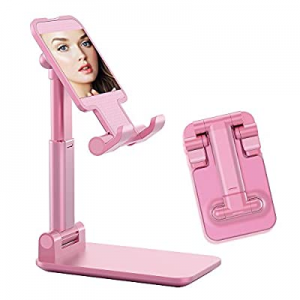Adjustable Cell Phone Holder, Foldable Portable Tablet Stand Adjustable Height and Desktop Stand for