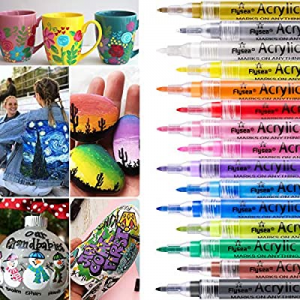 Bamoer Acrylic Paint Pens now 50.0% off , 15 Color 0.7mm Fine Tip Acrylic Paint Marker for Rock Pa..