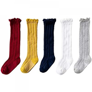 Jastore 5 Pairs/3 Pairs Unisex Baby Girl Boy Lace Stocking Knit Knee High Cotton Socks now 35.0% o..