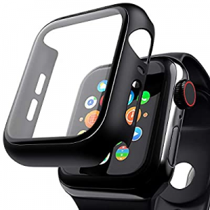 [ 2 Pack ] Case Compatible with Apple Watch Series 44mm Series 6/5/4/SE Full Coverage Tempered Glass