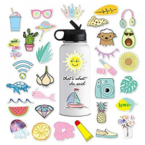 Cute VSCO Stickers for Water Bottles, Big 35-Pack Hydro Flask Waterproof Vinyl Stickers Aesthetic La