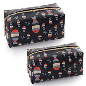 DOKUNSIN 2Pcs Cute Cosmetic Bags for Women Girls Travel Zipper Makeup Bag Purse Roomy Toiletry Organ