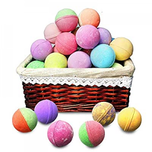 One Day Only！Bath Bombs Gift Basket for Women. 18 Moisturizing Bulk Bath Bombs with Essential Oils..